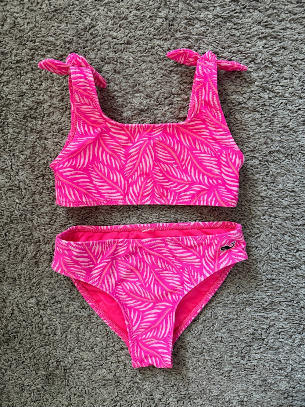 Vineyard Vines Hot Pink Leaf-Print Two-Piece Girls' Bikini